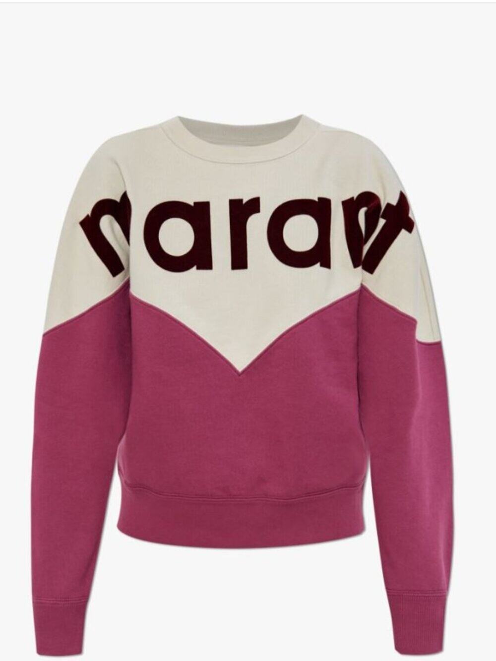 New Isabel Marant Houston Two-Tone Logo oversized Sweatshirt Raspberry Sz44 XXL